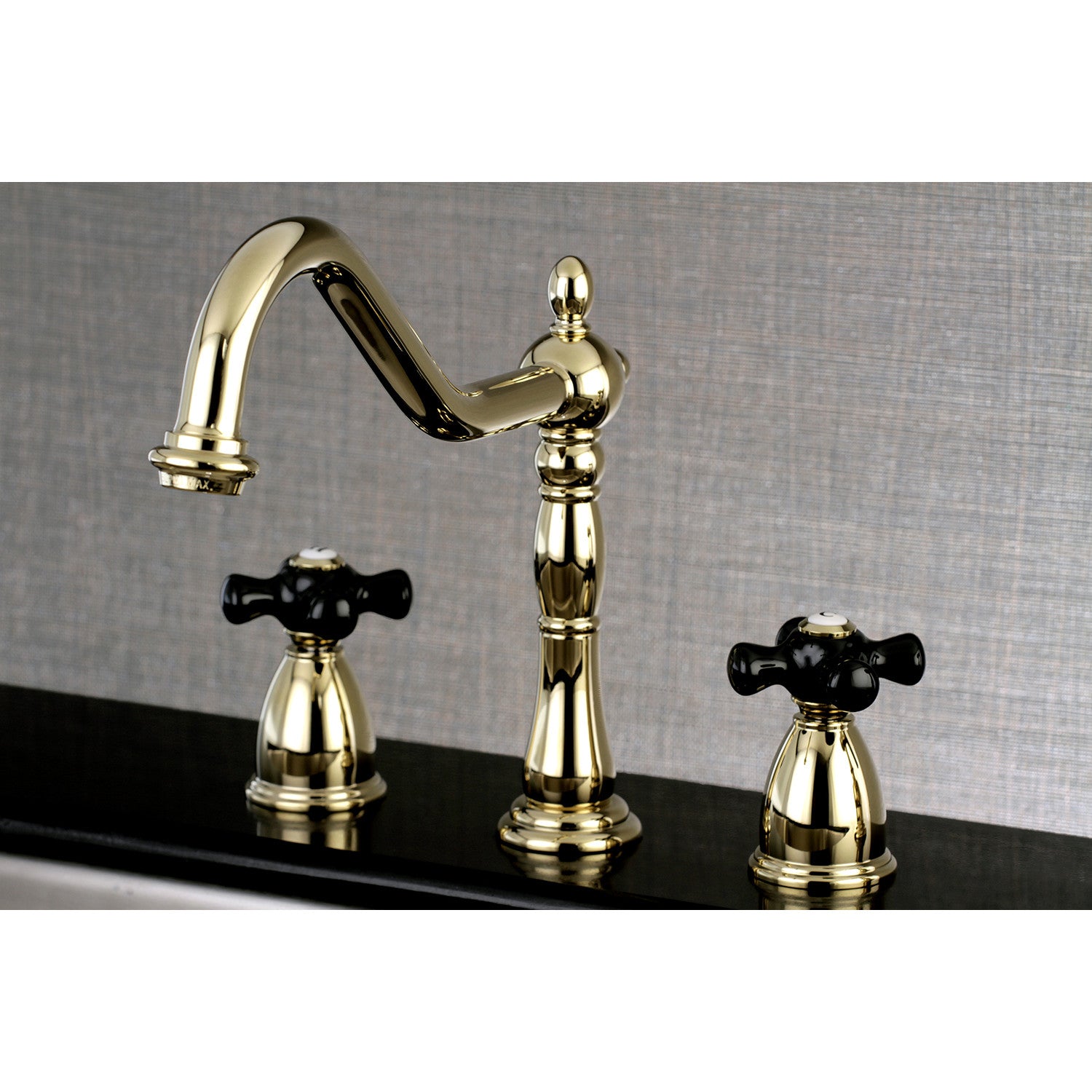 Kingston Heirloom KB1792PKXLS - Duchess Double-Handle 3-Hole Widespread Kitchen Faucet, Polished Brass — thumbnail 3